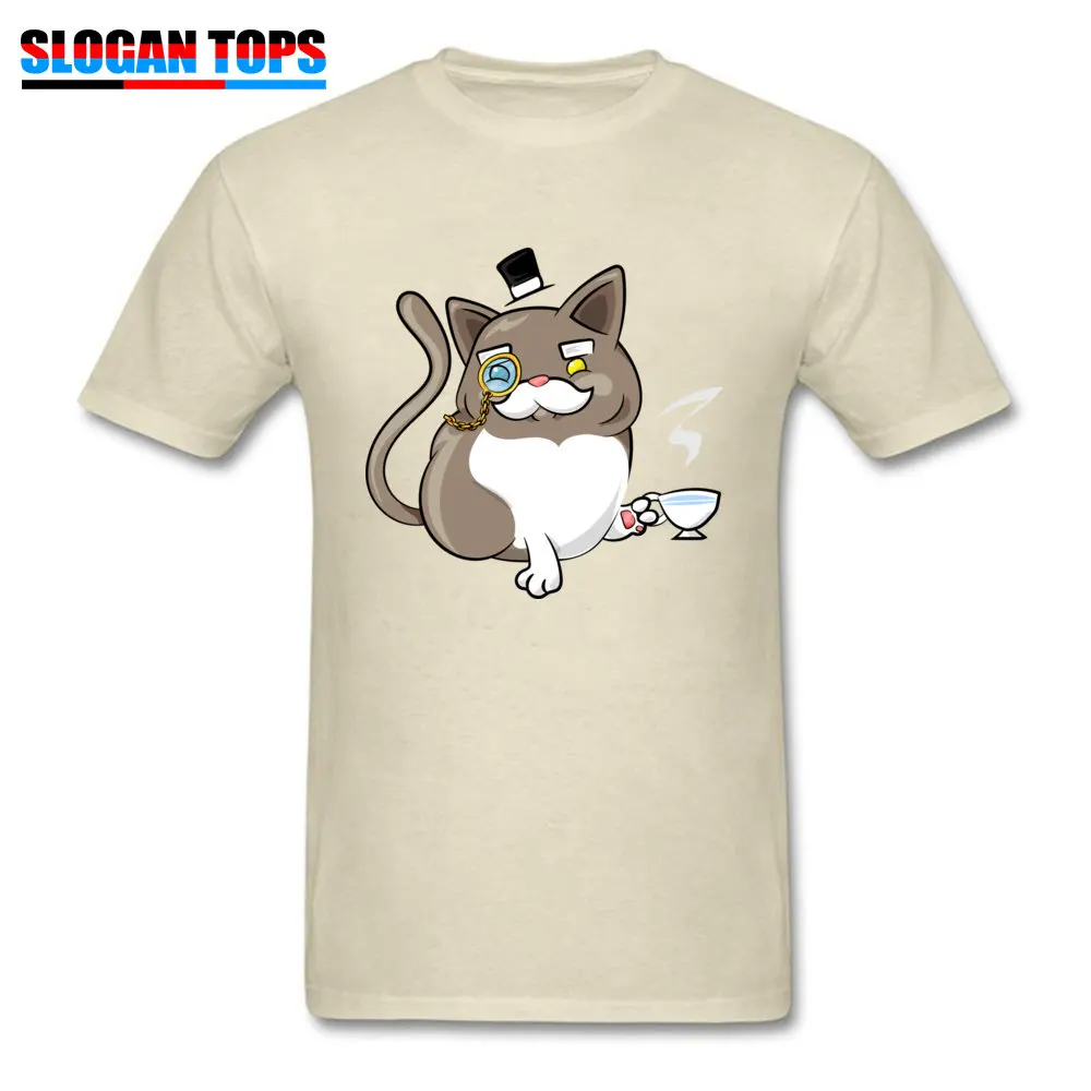 Party Fancy Cat Crewneck T Shirt Summer Fall T Shirt Short Sleeve for Men 2018 Fashion 100% Cotton Camisa T-shirts Fancy Cat beige