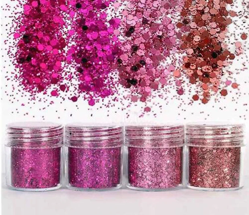 X10ML mix Nail Art Glitter Powder 0.2mm 1mm 2mm glitter 3D Nail Art Decoration 4pcs/set(4color /set) for nail art decoration,45 nail powder nail glitter nail decoration nail decorations nail powder set