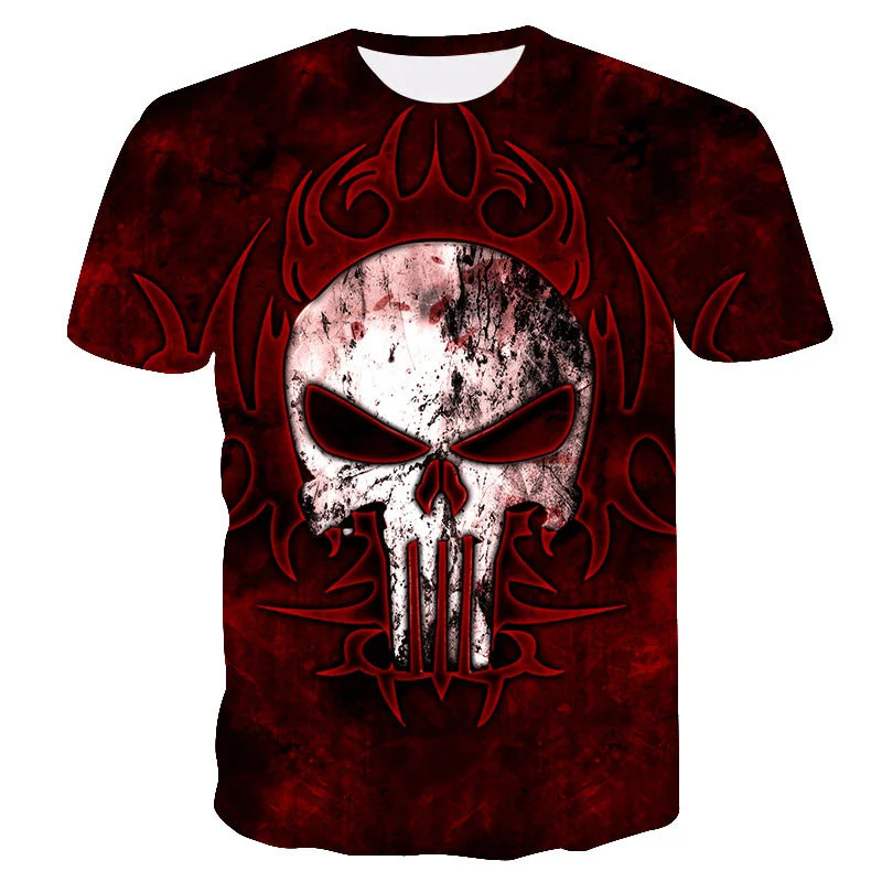 

2019 The New punisher t shirts Summer men tshirt fashion high quality brand Tshirt men Casual Short Sleeves Skulls Tight T-shirt
