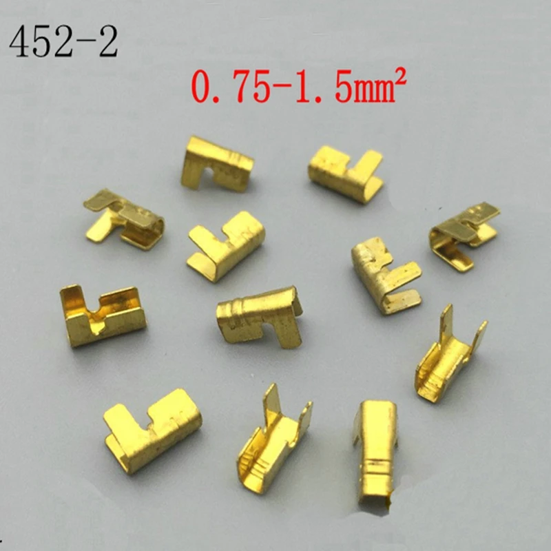 

100pcs/lot DJ452-2 Pressure wire buckle terminal u-shaped copper and line deduction 6.3mm pressure line 0.75-1.5 square feet