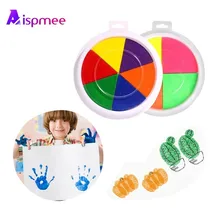 Aispmee забавные 6 цветов DIY пальчиковая живопись штемпельная подушечка для печати узнать цветная игрушка для детей Обучение Образование Рисунок игрушки нетоксичные