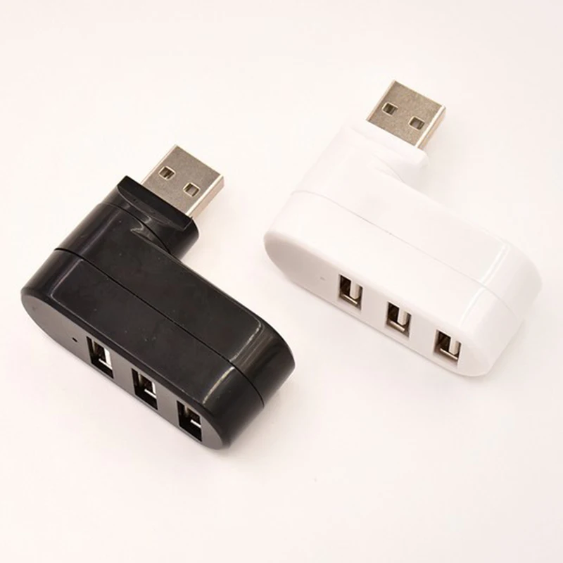 Новый USB 2,0 Штекер до 3 двойной USB гнездовой разъем разветвитель концентратор Мощность Шнур адаптер вращение функция USB разветвитель для ПК