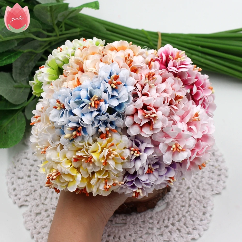 72pcs Silk Gradient Rose Handmake Artificial Flowers Head Wedding Decoration DIY Wreath Gift Box Scrapbooking Craft Fake | Дом и сад