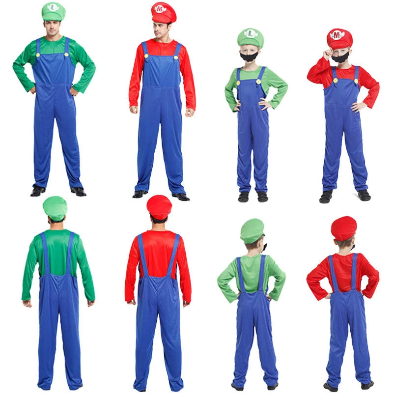 Взрослые и дети Super Mario Bros Косплей Костюм набор детей вечерние Хэллоуин Вечеринка