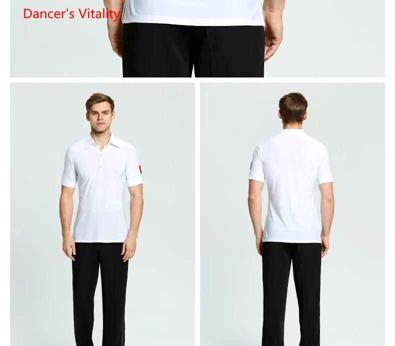 Men's Ballroom Dance Tops 2018 New Style Adult Men's Waltz Cha Cha Rumba Latin Dance Shirt Ballroom Stage Dancing Clothing male dancewear