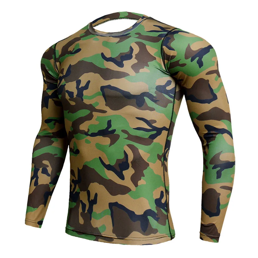 Buy Army Green Camo 3D Sportswear Shirt Men Elastic