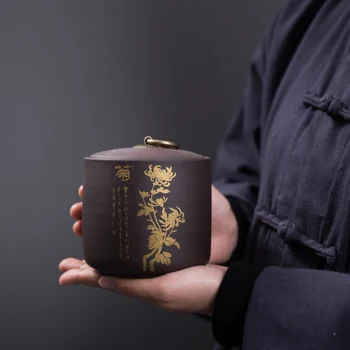 

Small Purple Clay Tea Jar Portable Mini Ceramic Jar Traditional Tea Pot Kitchen Storage Quality Sealed Storage Bottles & Jars