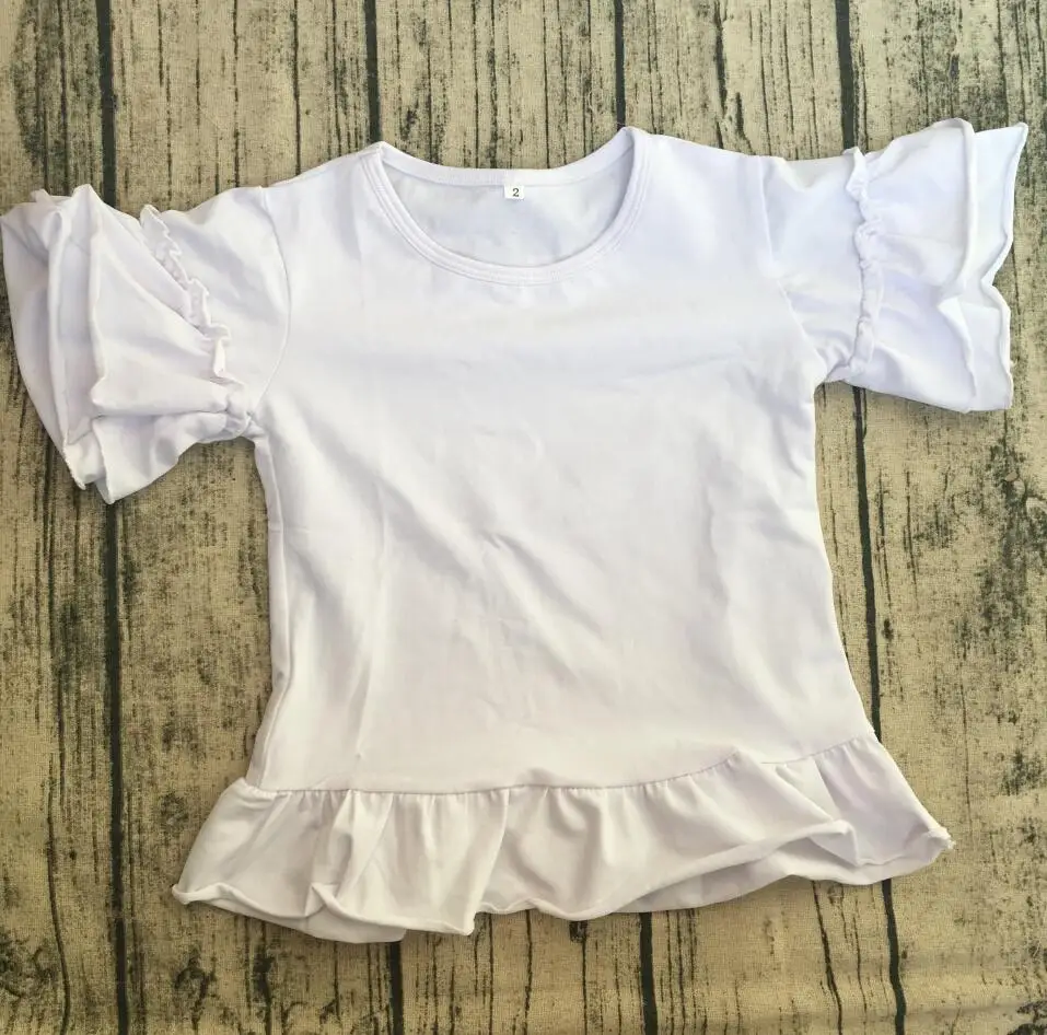 

baby girls ruffle short sleeve t shirt Casual wear Wholesale custom design half sleeve top children kids double ruffle shirt
