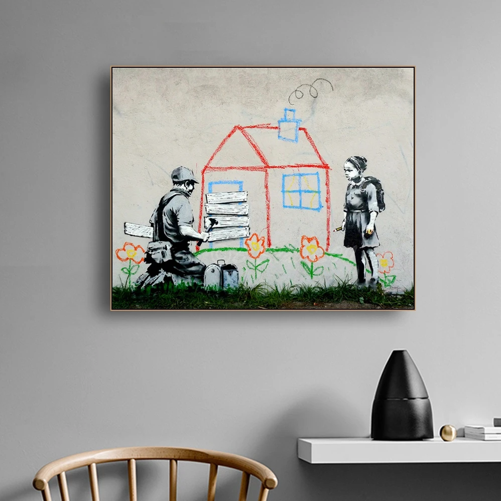 Banksy уличное граффити художественное украшение на стену холст постер и печать