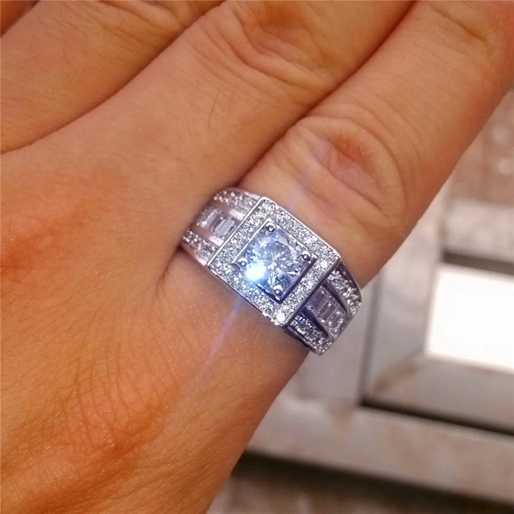 Милые модные большие хрустальные кольца с цирконием и камнем Boho для девочек 925 серебряные свадебные украшения обещание на помолвку кольца для женщин