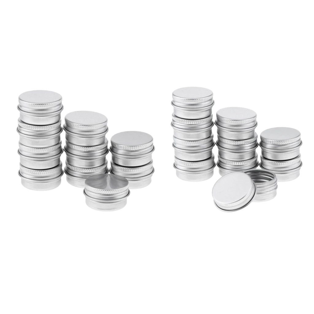Lots 20pcs 5g Empty Cosmetic Pots Lip Balm Container Jar Small Powder Silver Aluminum Tins with Screw Lid