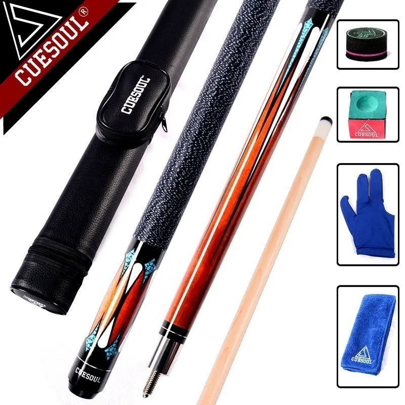 

2019 CUESOUL 58" Professional 1/2 Jointed Billiard Pool Cues Stick 11.5mm/12.75mm Tip 147cm For Black 8 Nine Ball With Black Case