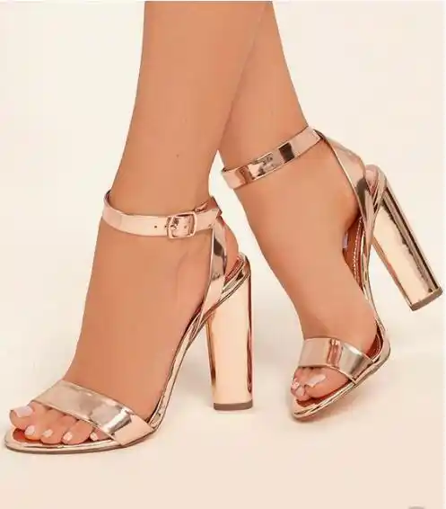 rose gold open toe shoes