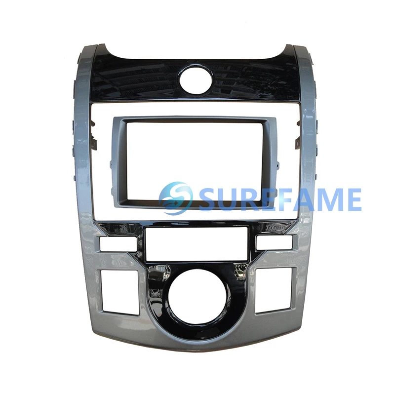 

Double Din Car Fascia for KIA Cerato Forte Koup Automatic Aircon Radio GPS Panel Dash Kit Trim Face Plate Bezel Facia (Silver)