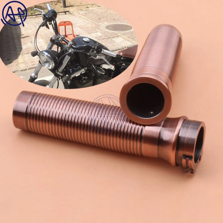 

For Harley 883R 883L Sportster Chopper Bobber Street Bob 1Inch 25mm Bronze Aluminum Custom Rough Crafts Handlebar Grips Fits