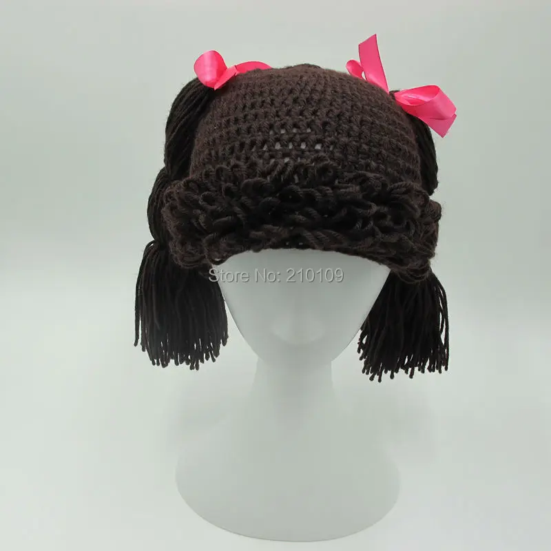 Mr. Kooky парик шапки милые капусты патч Вдохновленный Долли шапки для маленьких девочек крючком зимние шапочки с косами детей подарки на день рождения