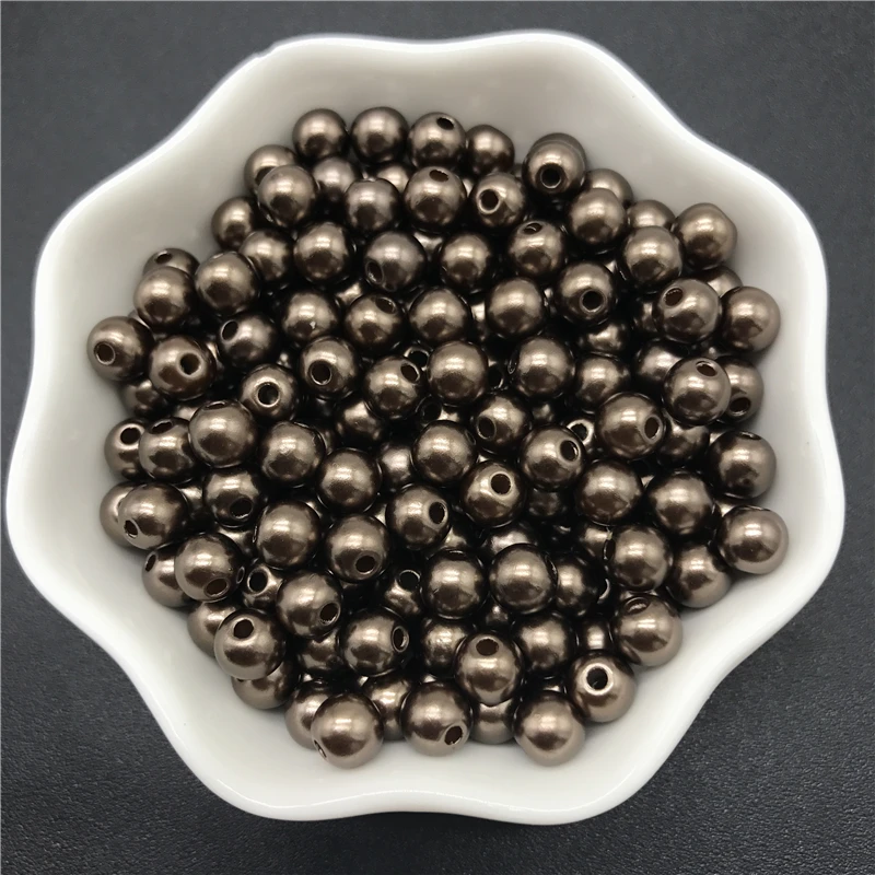 

4mm 6mm 8mm 10mm Coffee Imitation Pearls Acrylic Beads Round Pearl Spacer Loose Beads For Jewelry Making