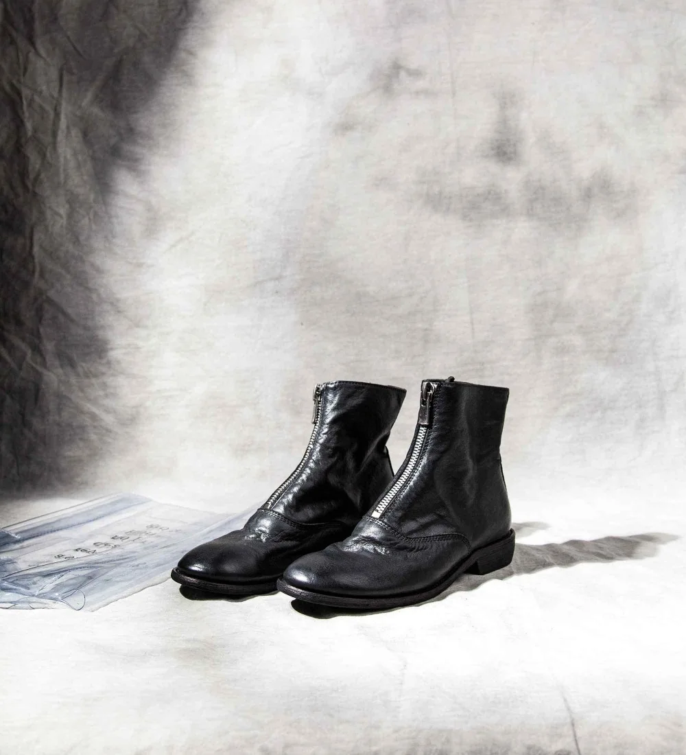 Krazing Pot/Новинка; обувь из кожи с натуральным лицевым покрытием на низком каблуке; современная уличная обувь; ограниченная настройка; Роскошные Ботильоны на молнии в винтажном стиле; L1f1