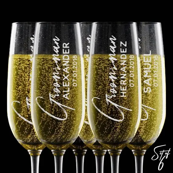 Персонализированные Женихи Свадебные бокалы для шампанского стаканы, свадебные шампанские флейты, свадебные сувениры