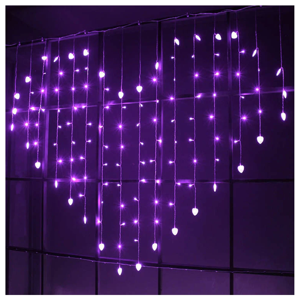 Modos de Iluminação Festa de Casamento Forma de 128 Luzes com 8 Luz para o Quarto Coração-em Janela Cortina Cachoeira Decoração Led 6 luzes com 8 modos de iluminação led