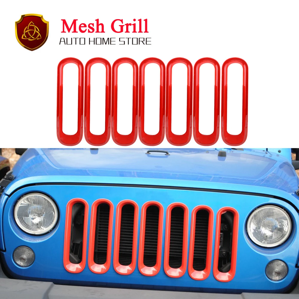 7 шт. JK накладка передняя решетка крышка вставка сетка гриль для 2007 2017 Jeep Wrangler Rubicon
