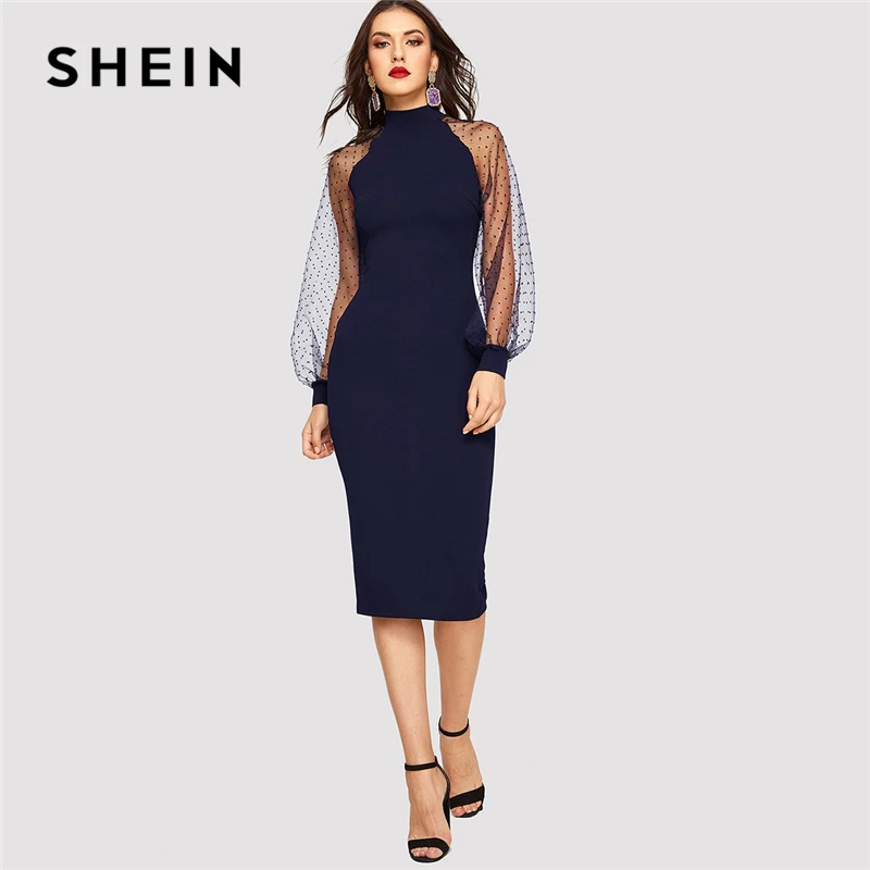 SHEIN вечернее платье карандаш черного или синего цвета облегающее жаккардовое