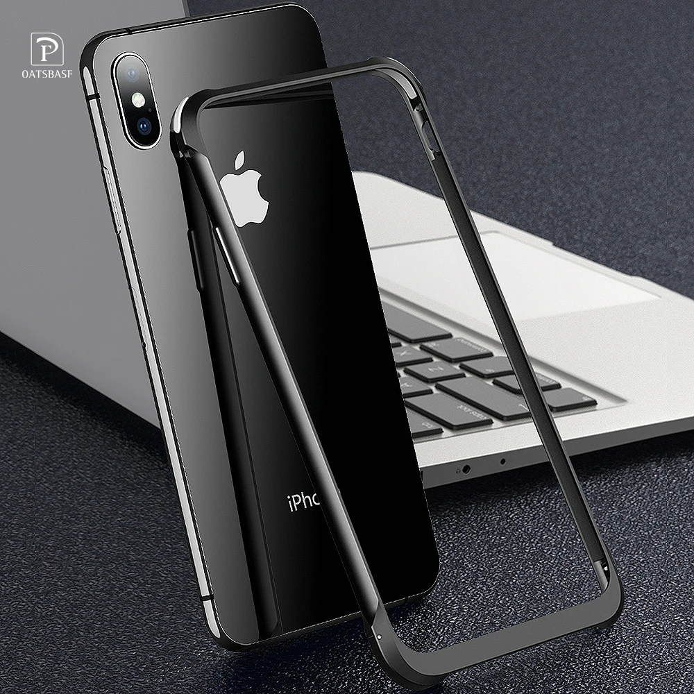 

OATSBASF luxury Push and pull Shape Metal Case for iPhone X XS MAX Case Personality Back Cover shockproof shell Bumper