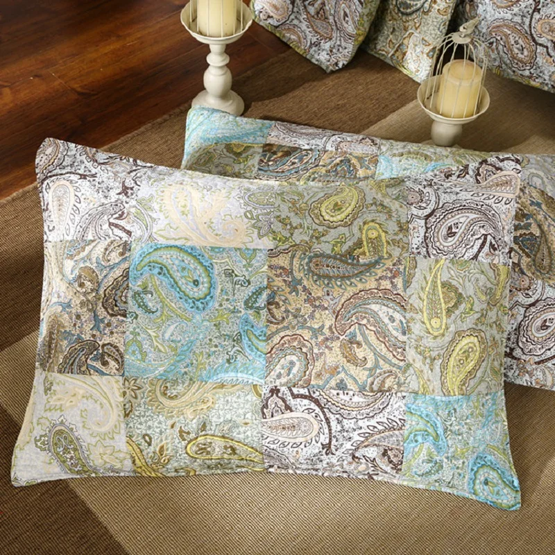 Paisley Pattern Handmade 3-Piece 100/% Cotton Queen Size Patchwork Quilts and Bedspreads