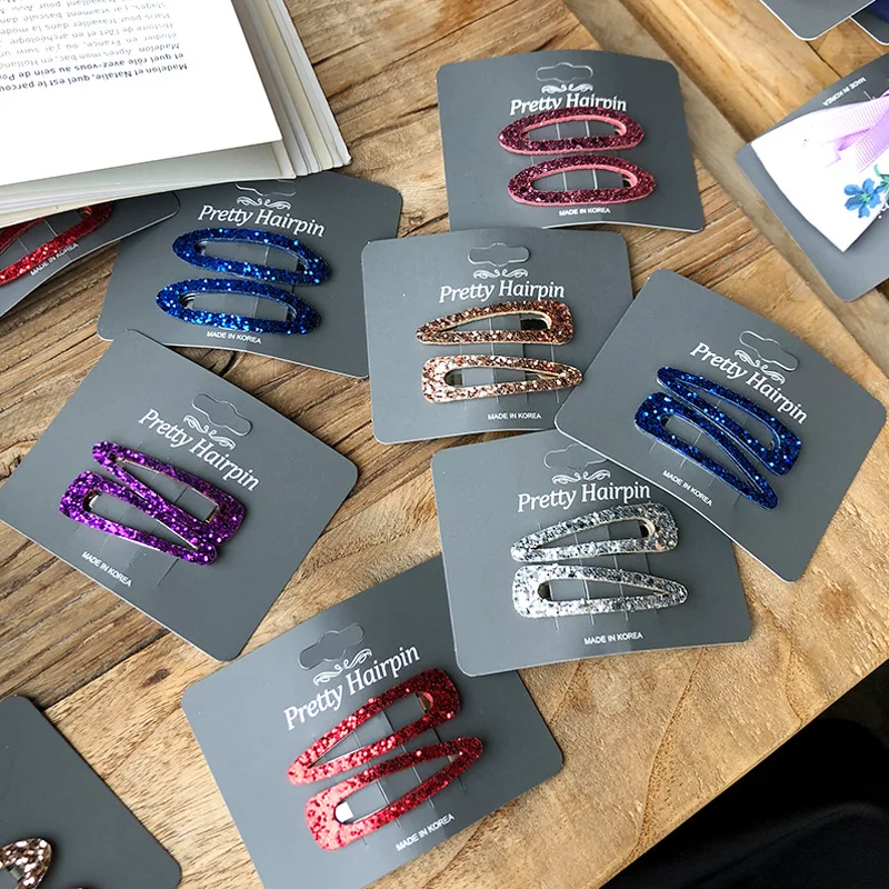 

2pcs/lot Korean children's hairpin girls BB clip baby bangs clip children's shiny pair of tiara hair accessories