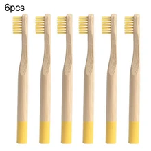6pcs Eco-Friendly Natural Bamboo Charcoal Toothbrush Soft Bristle Low Carbon Wooden Handle Portable Teethbrush for Children J75