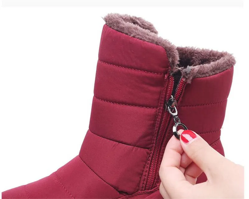 TIMETANG/женские зимние ботинки; Новое поступление; зимняя обувь из толстого плюша; высококачественные водонепроницаемые ботинки до середины икры; модная женская обувь на молнии; E236