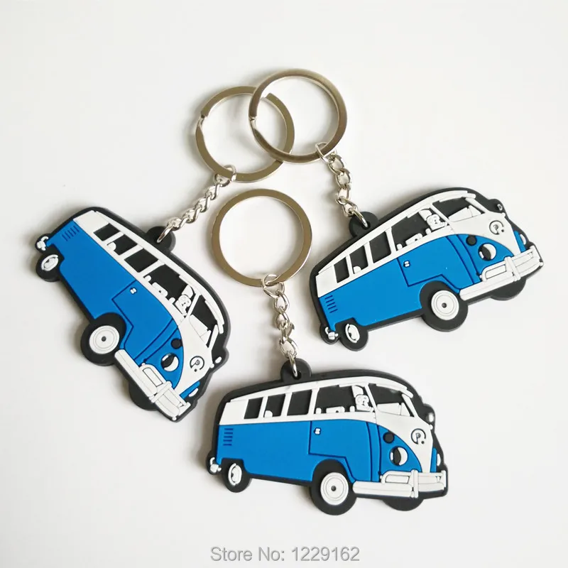 

3pcs/lot PVC Car Keychain for Party Gift Creative Buses Key Chain Key Ring Key holder for gift free shipping