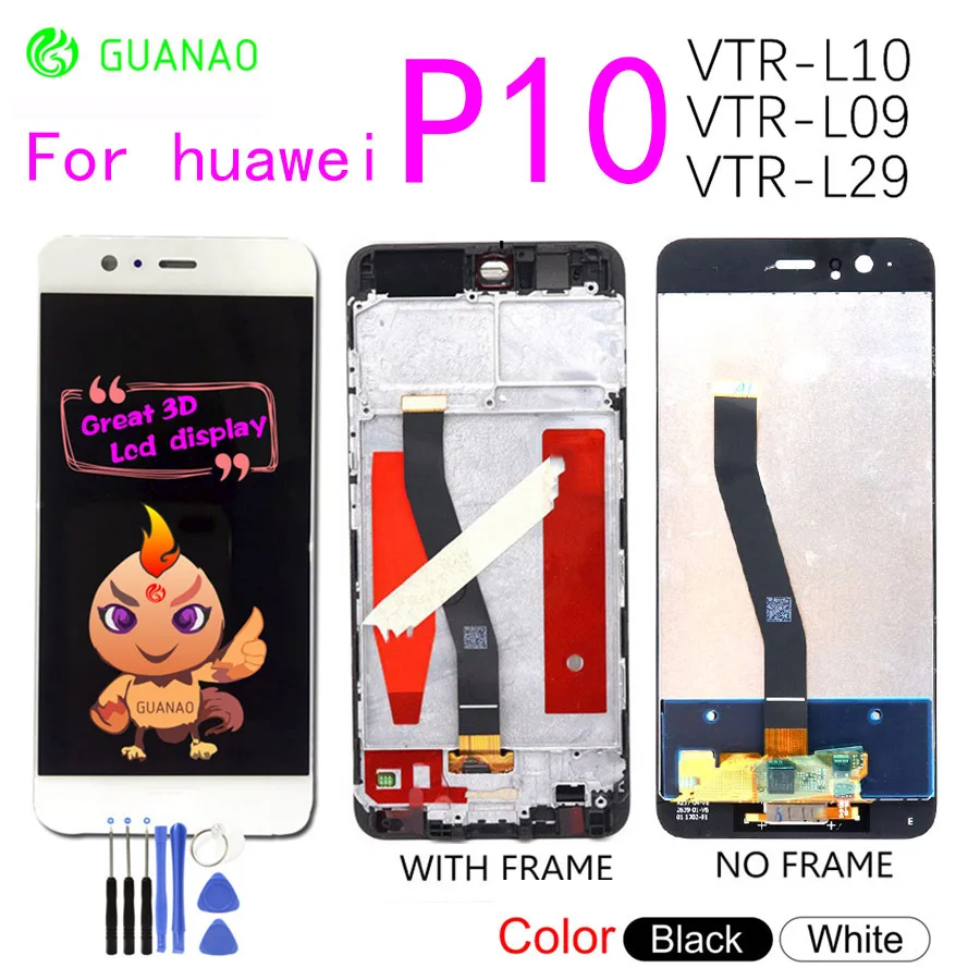 

FOR Huawei P10 LCD Display Touch Screen Digitizer Assembly VTR-L09 VTR-L10 VTR-L29 Display Huawei P10 LCD With Frame Replacement