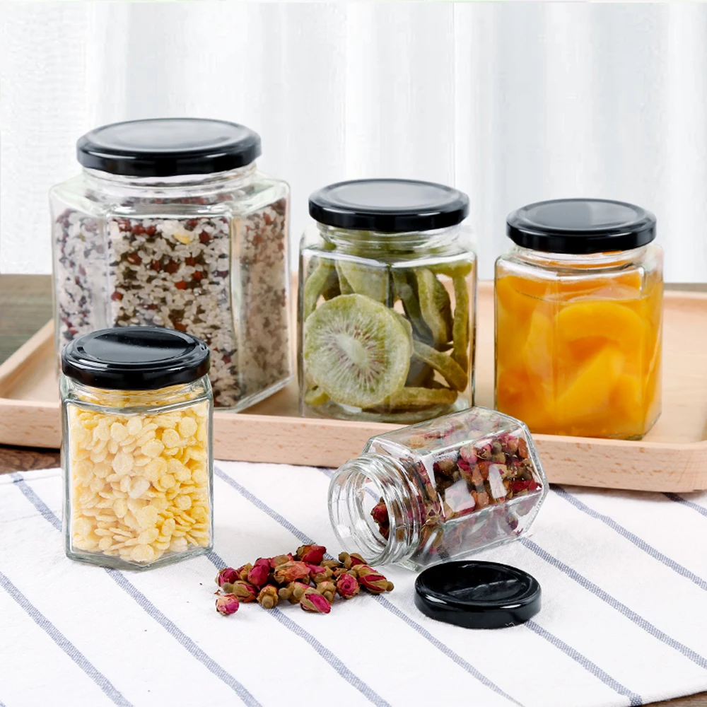 

Transparent Glass Sealed Bottle Scandinavian Jam Candy Jars Chic Coffee Beans Tea Storage Cans with Lid 100ml 180ml 280ml 380ml