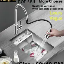 Бытовая большая кухонная ручная раковина одинарная мойка для мытья посуды 304 нержавеющая сталь Горячая 60x40 см