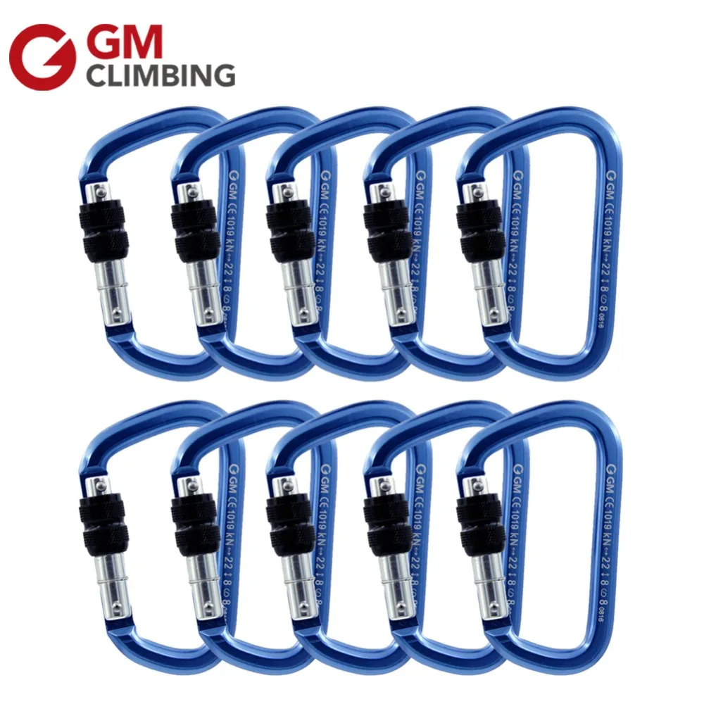 10 Pcs 22KN / 5000lbs Mountaineering Rock Climbing Carabiner Outdoor Rescue Aluminum D Carabiner