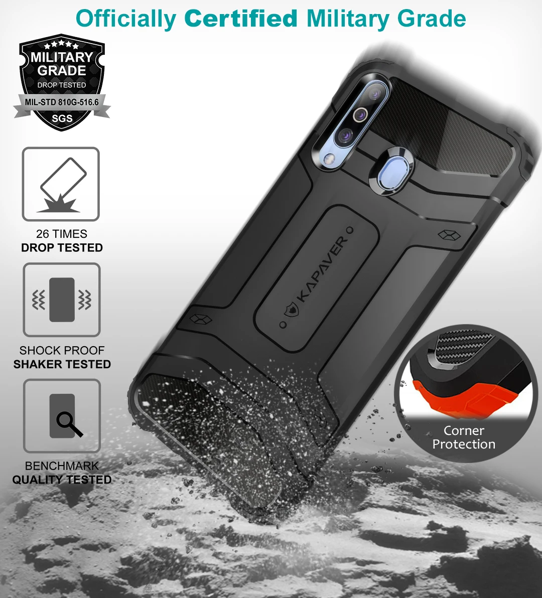 KAPAVER®Жесткий прочный твердый черный ударопрочный тонкий защитный чехол для samsung M30