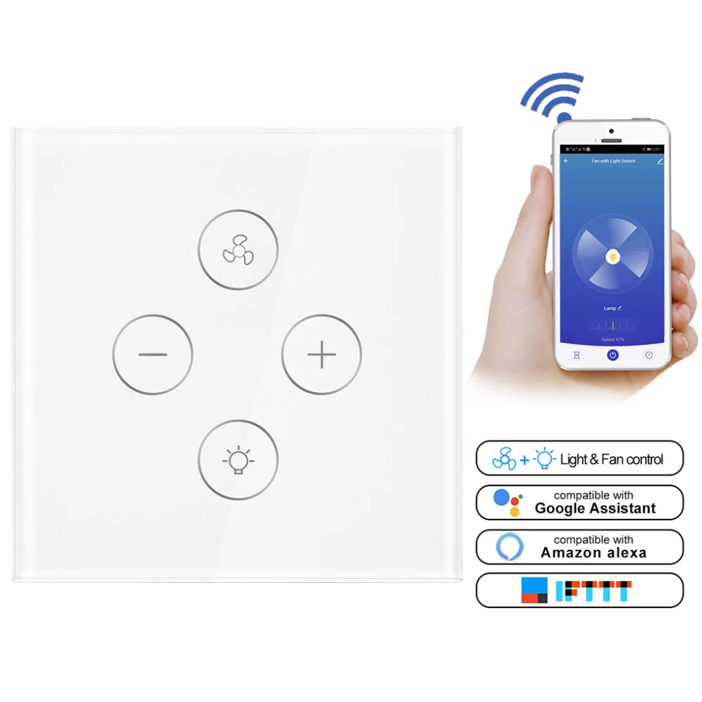 Стандарт ЕС Wi-Fi умный потолочный вентилятор света настенный выключатель жизни Tuya приложение дистанционное управление различными