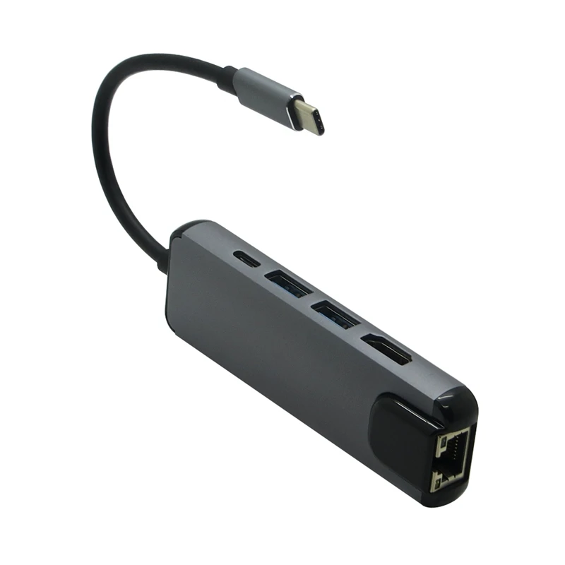 5 в 1 USB 3,1 USB-C type C концентратор с HDMI 4K HD 1000M Rj45 Lan адаптер USB 3,0 концентратор type C PD зарядный адаптер для Macbook Pro