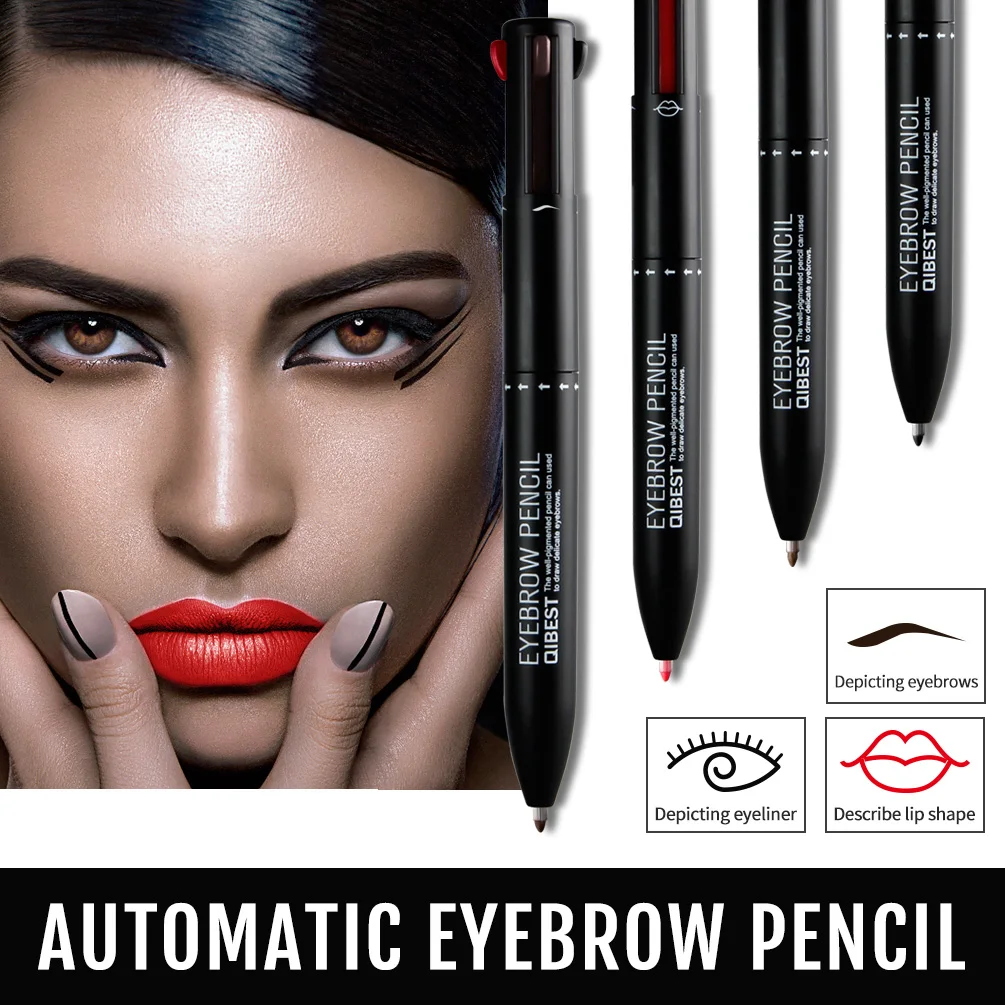 

4 In 1 Eyebrow Pencil Lip liner Rotating Pressed Refills Eyeliner Lip Liner Pen Lasting Waterproof Multicolor tip makeup