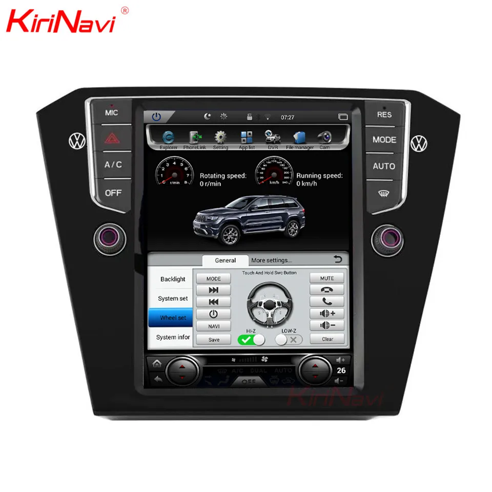 KiriNavi вертикальный экран Tesla style 10,4 ”1 Din Android 8,1 автомобильный Dvd мультимедийный плеер для VW Passat B8 автомобильный Радио gps навигация