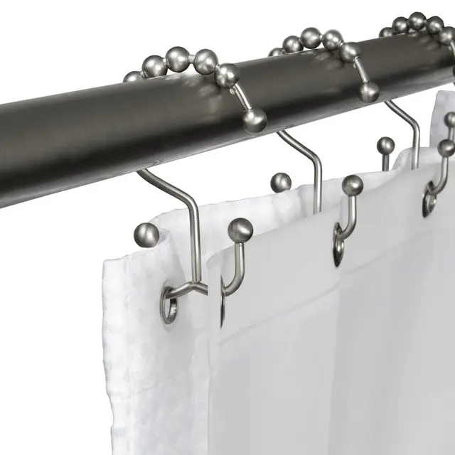 12 Pcs Pack Bath Curtain Shower Rings Hooks 8 Roller Ball 12 Pcs Pack Bath Curtain Shower Rings Hooks 8 Roller Ball Polished Satin Nickel