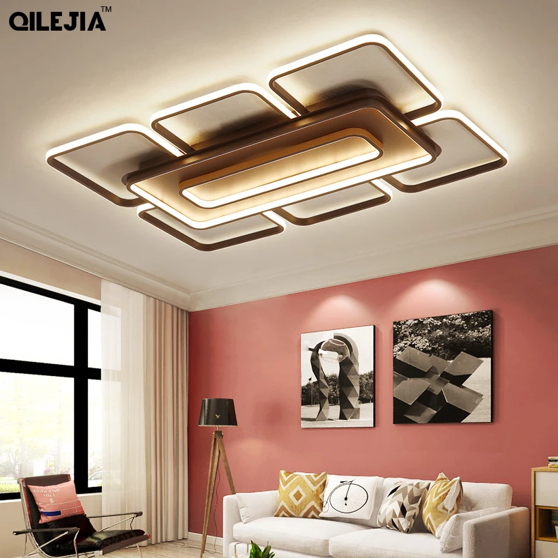 

Acrylic LED Ceiling Light For Living Room Bedroom remote control Modern Led Lamp Home Lighting Luminarias White /Coffee body