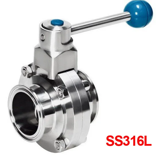 1.5" SS 316L Sanitary manual TC butterfly valve , factory