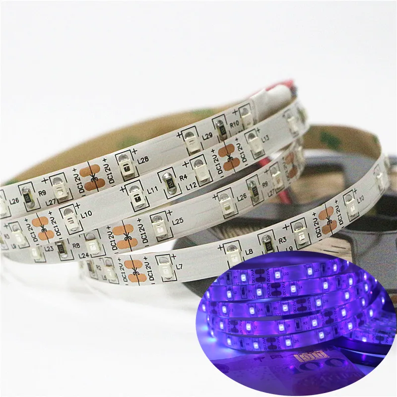 50 см 1 м 2 3 4 5 М УФ светодиодная полоса освещения SMD 2835 60 светодиодов/м