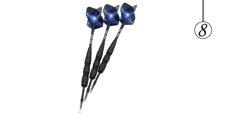 Easytoday 3Pcsset Standard Steel Tip Darts Professional Metal Darts Barrel Black Aluminum Shafts Dart Flights Games Set (8)