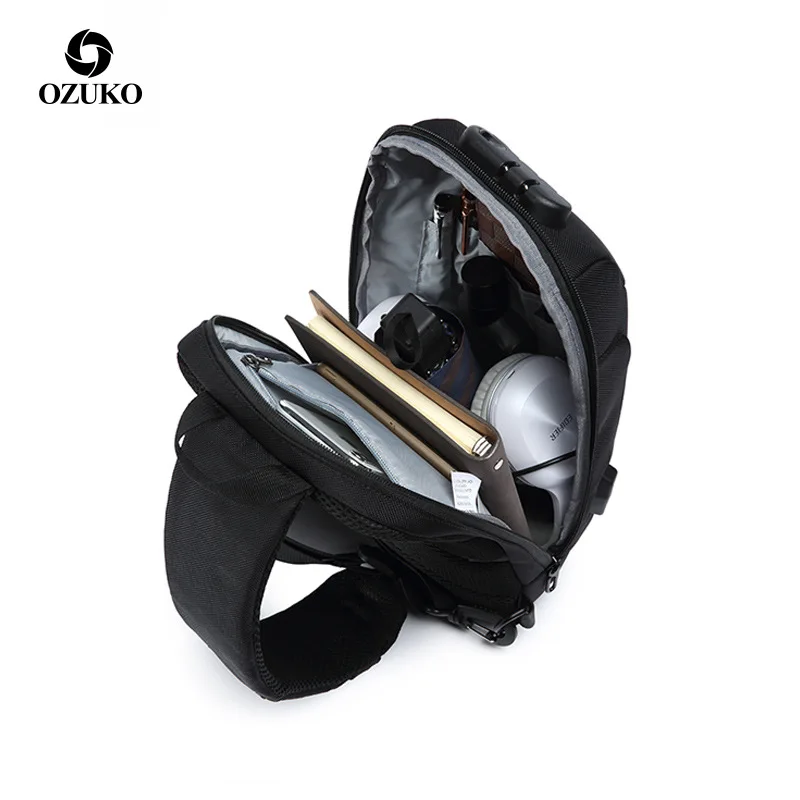 متعددة الوظائف Crossbody أكياس الرجال USB شحن الصدر حزمة قصيرة رحلة رسل حقيبة صدر للرجال المياه طارد حقيبة كتف الذكور متعددة الوظائف Crossbody أكياس الرجال USB شحن الصدر حزمة قصيرة رحلة رسل حقيبة صدر للرجال المياه طارد حقيبة كتف الذكور