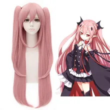 Free Shipping 100cm Long Straight Pink Seraph of the end Cosplay Hair Krul Tepes Wig Synthetic