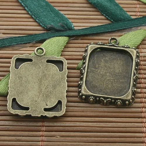 16pcs antiqued bronze tone butterflys rim rectangle picture frames cabochon setting h3290 | Украшения и аксессуары