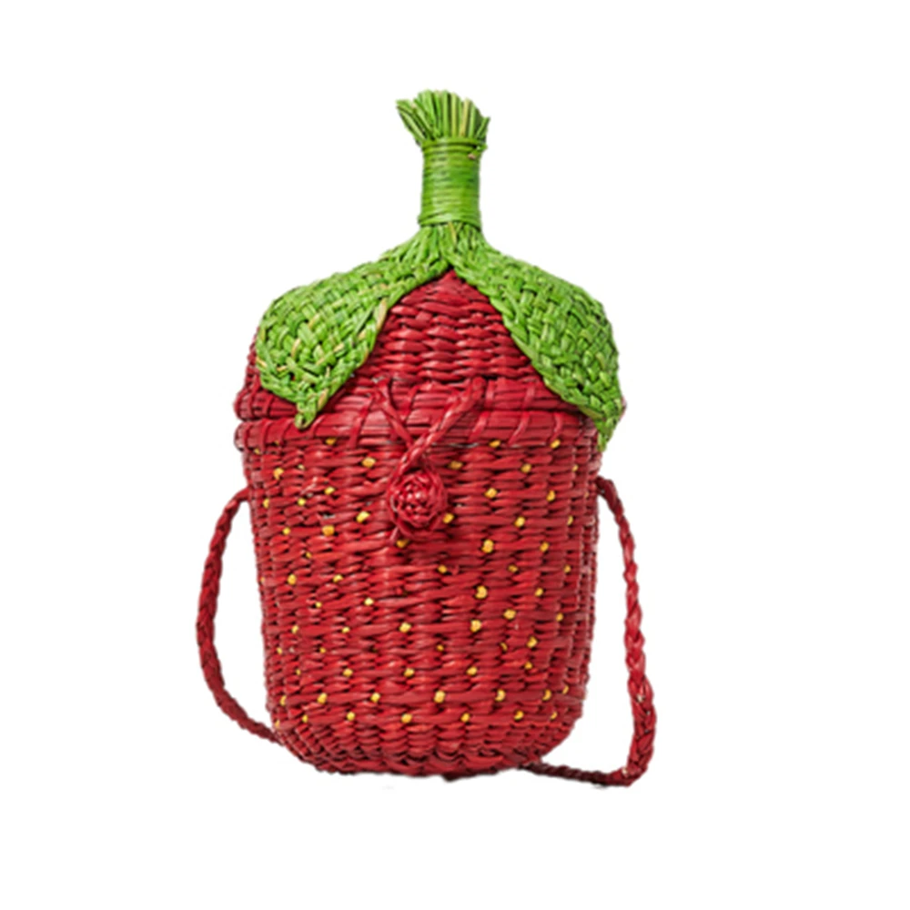 

New 2019 Small cute small S hand-woven strawberry small round shoulder bag women's new beach women bag